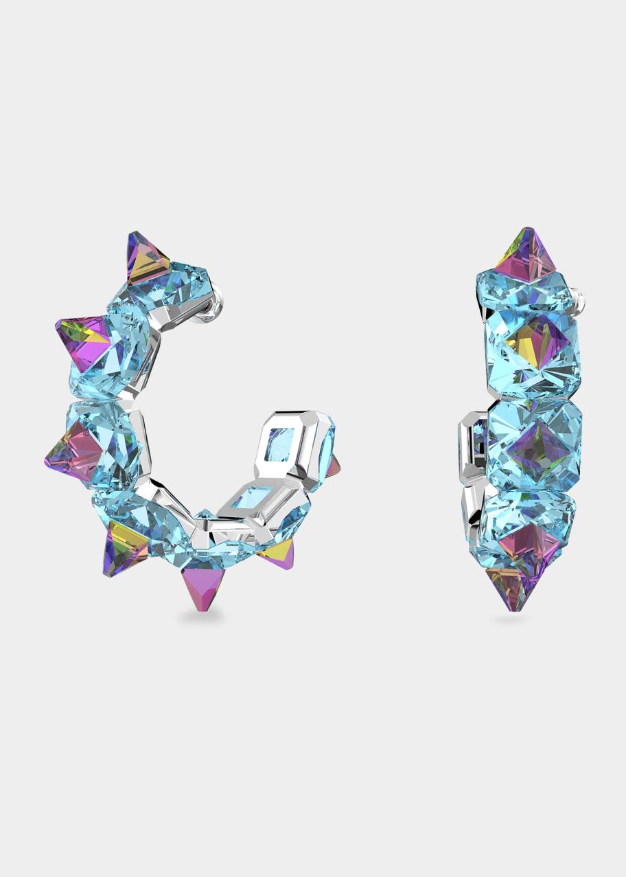 SWAROVSKI Ortyx Hoop Earrings with Pyramid-Cut Stones, Blue - Bergdorf ...