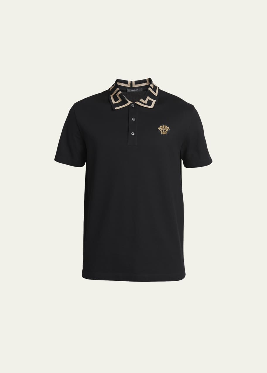 Image 1 of 1: Men's Greca-Collar Polo Shirt