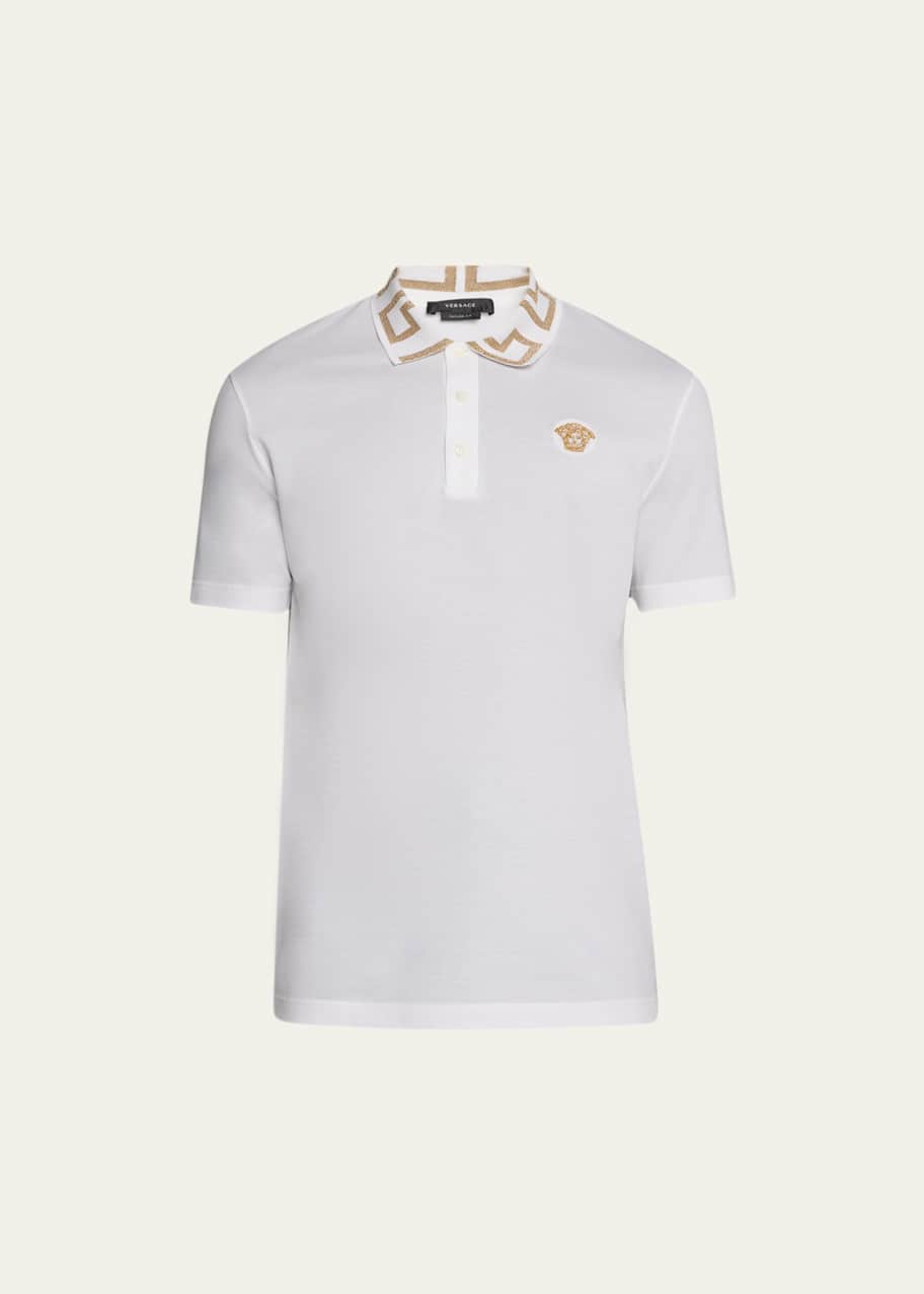 Image 1 of 1: Men's Greca-Collar Polo Shirt