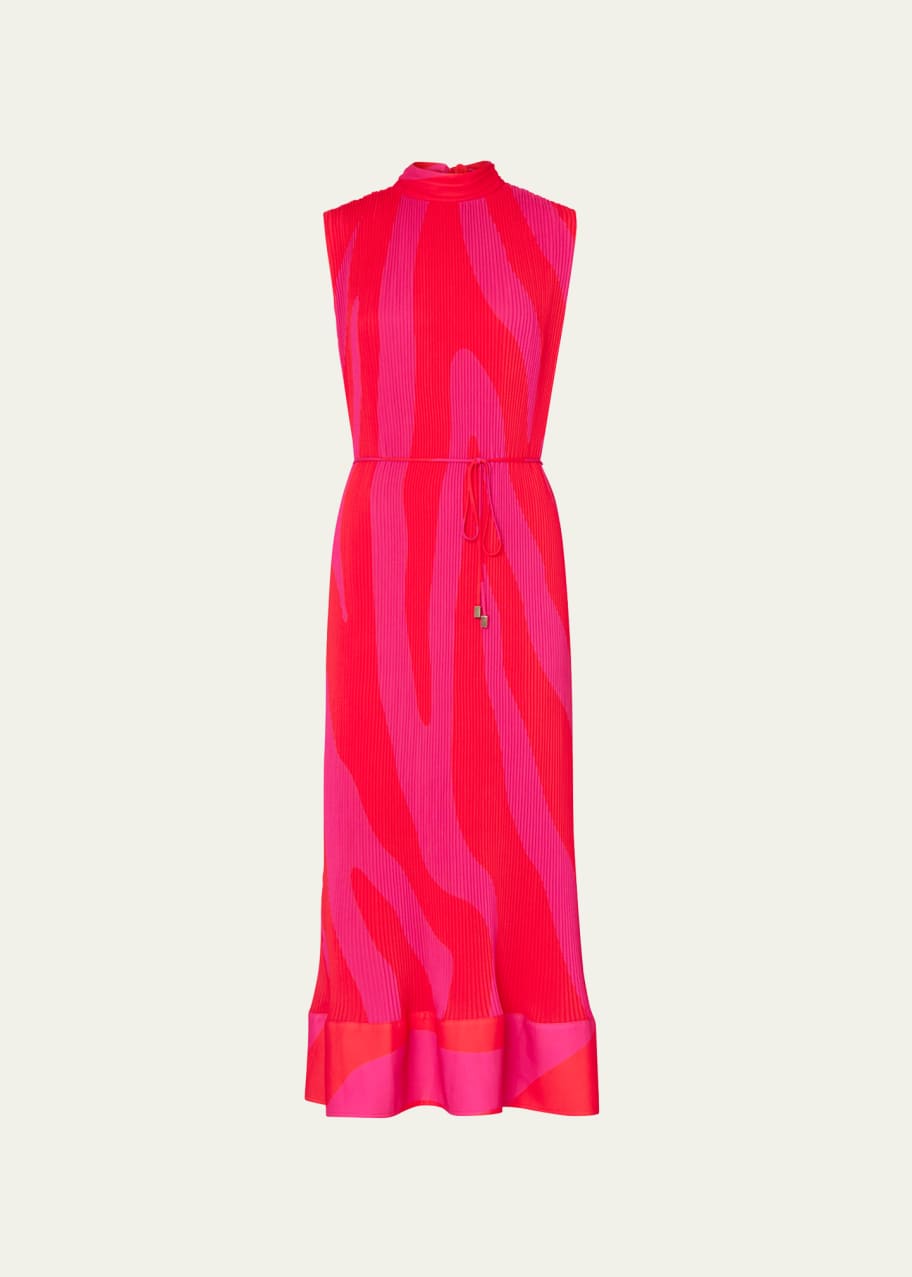 Milly Melina Pleated Zebra-Print Midi Dress - Bergdorf Goodman