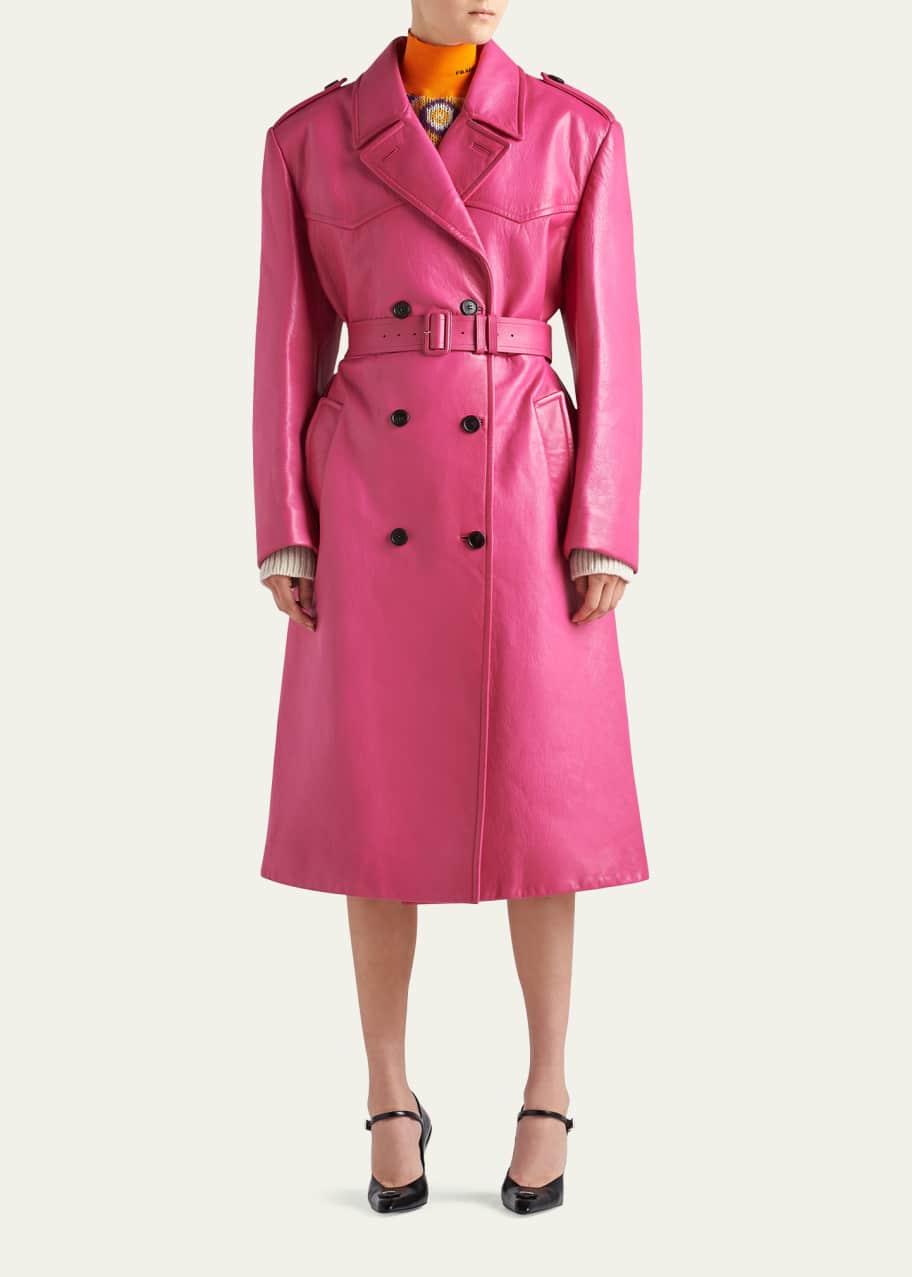 Prada leather trench on sale coat