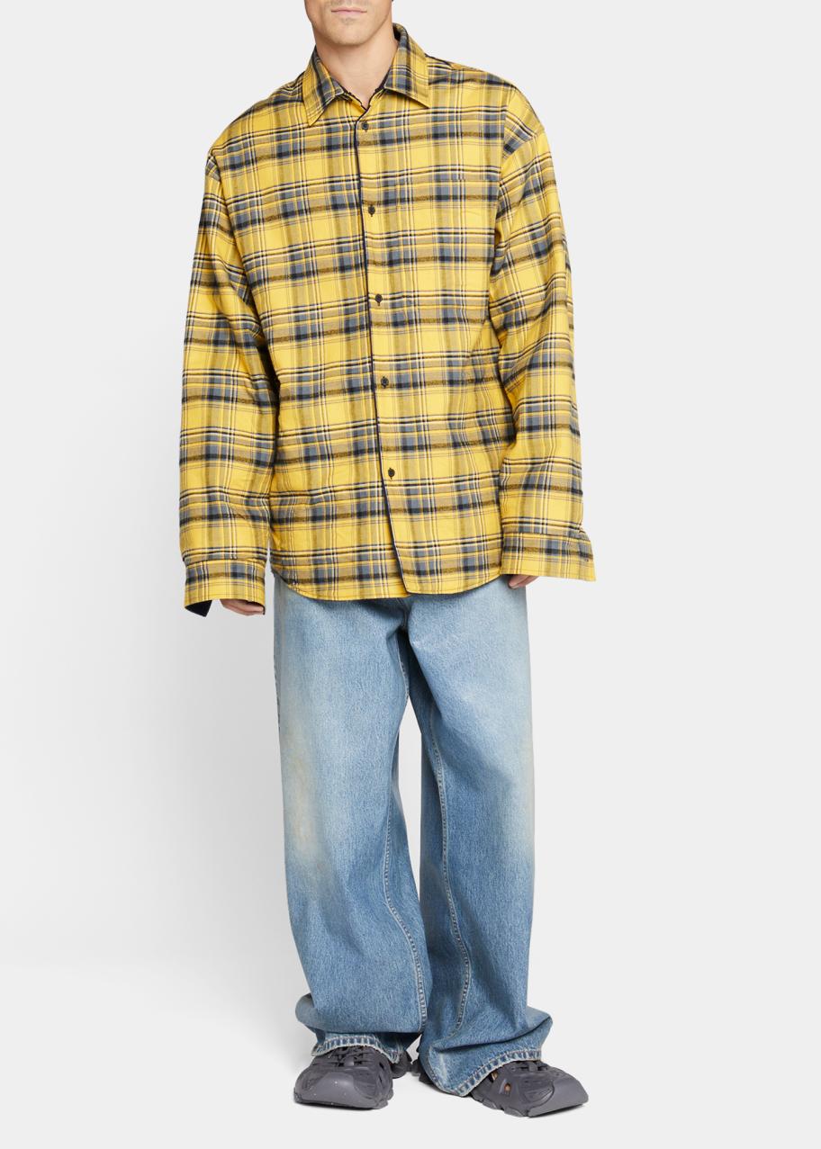 Balenciaga Men's Reversible Plaid Flannel Shirt Jacket - Bergdorf