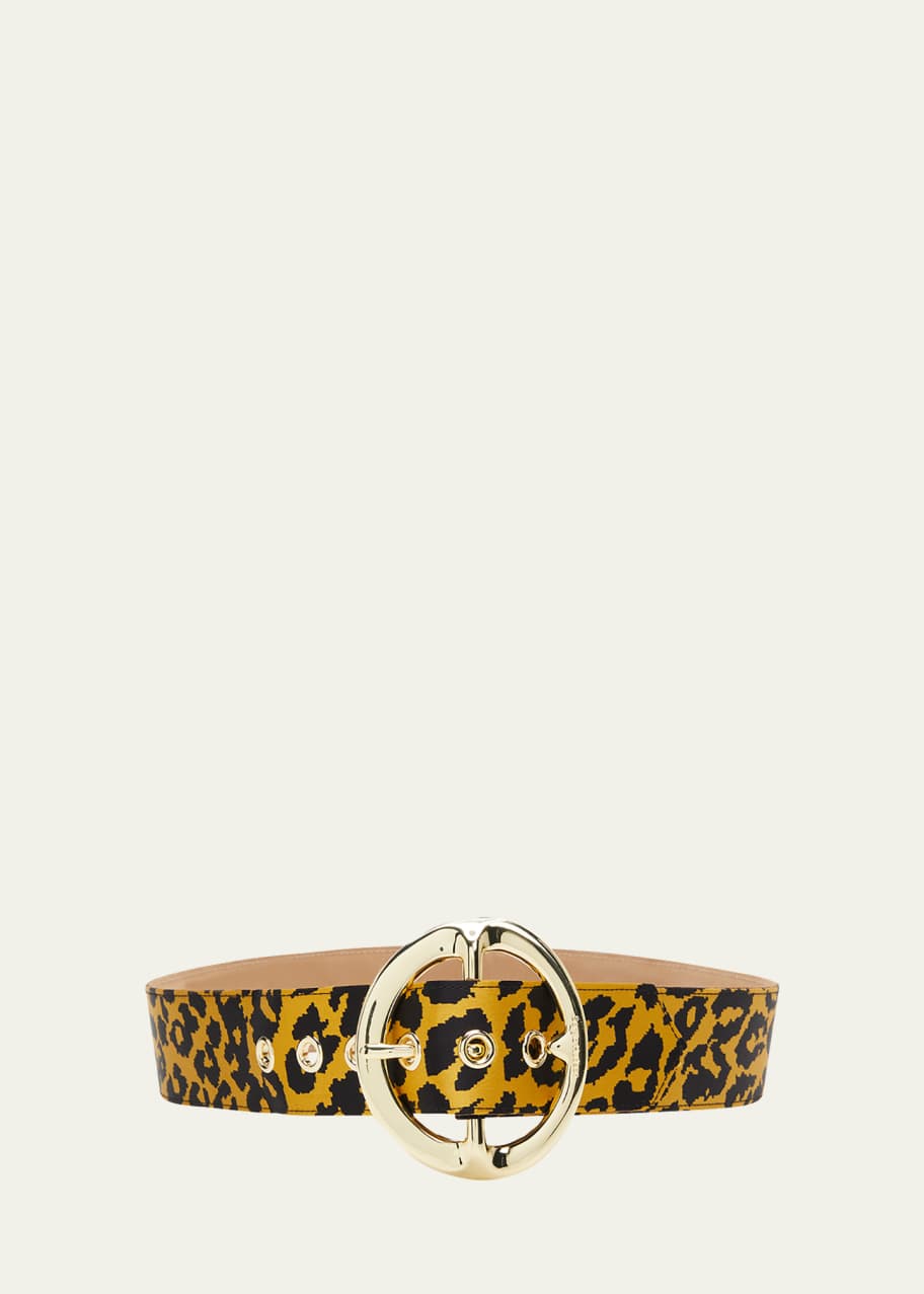 Cheetah Signature Buckle Leather Belt