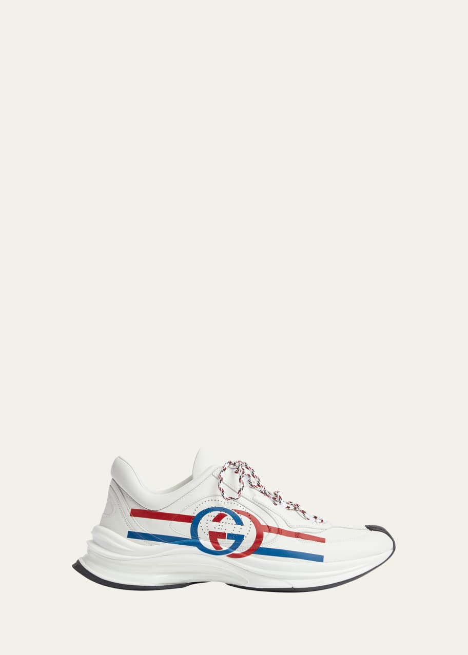 Image 1 of 1: Men's Gucci Run Leather Fashion Sneakers