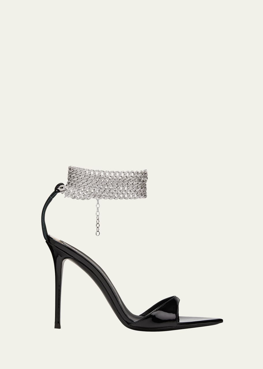 Giuseppe Zanotti Patent Crystal Ankle Chain Sandals Bergdorf Goodman
