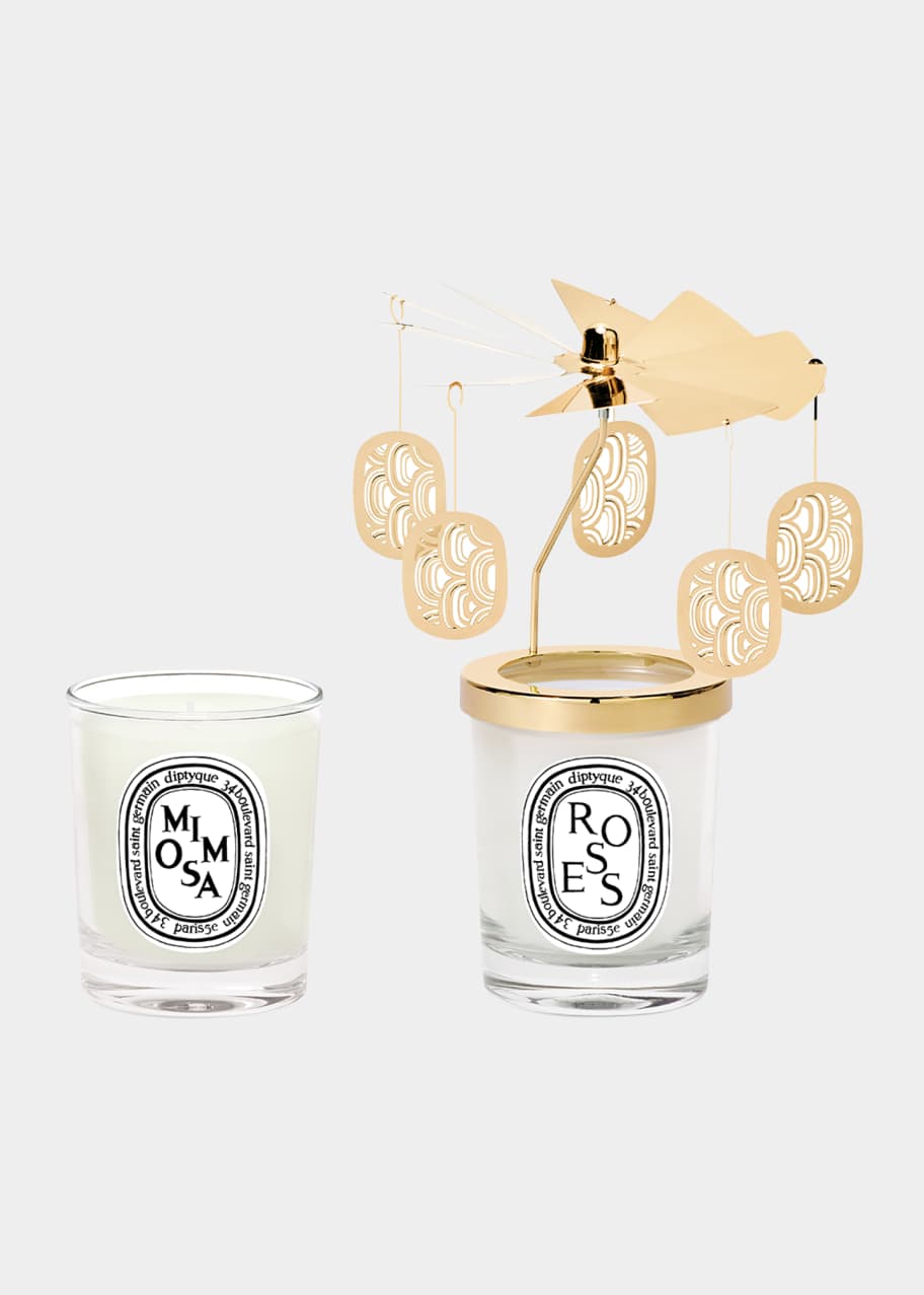DIPTYQUE Carousel Set with 2 Candles (Roses & Mimosa) Limited Edition
