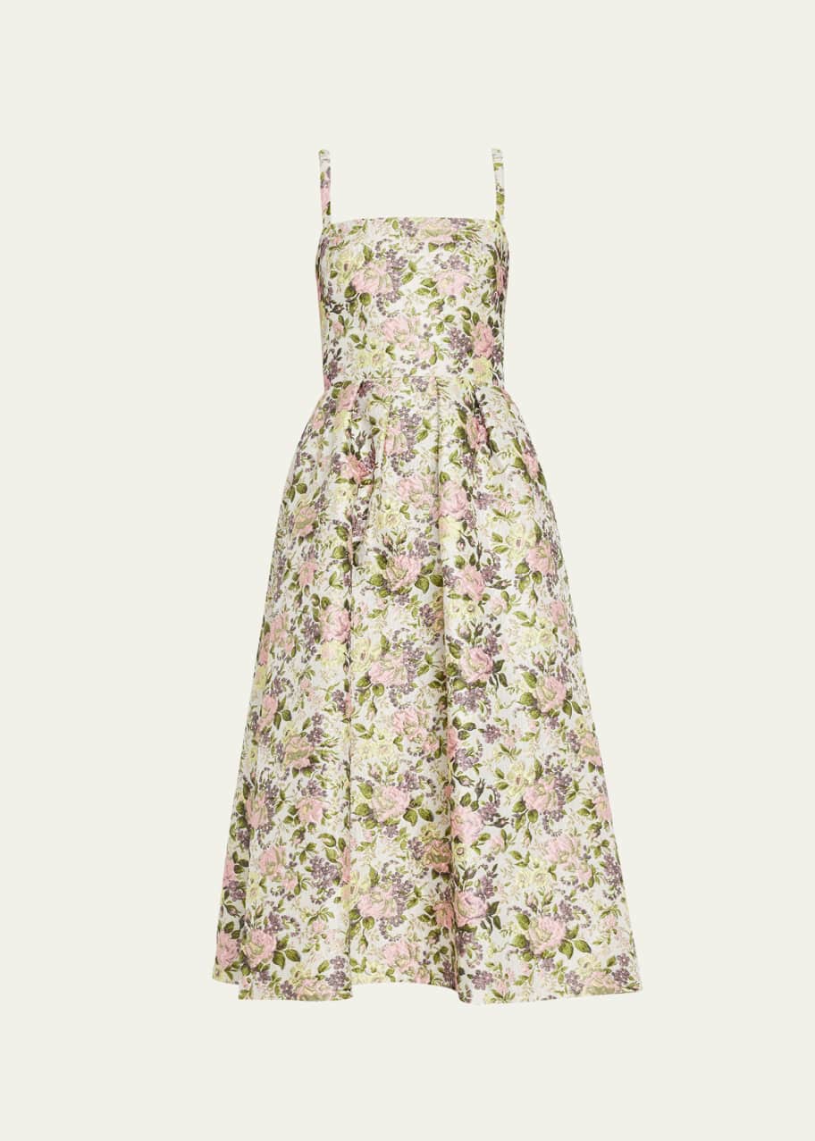 knee length dresses for ladies Floral Long Sleeve Midi Dress main image 0