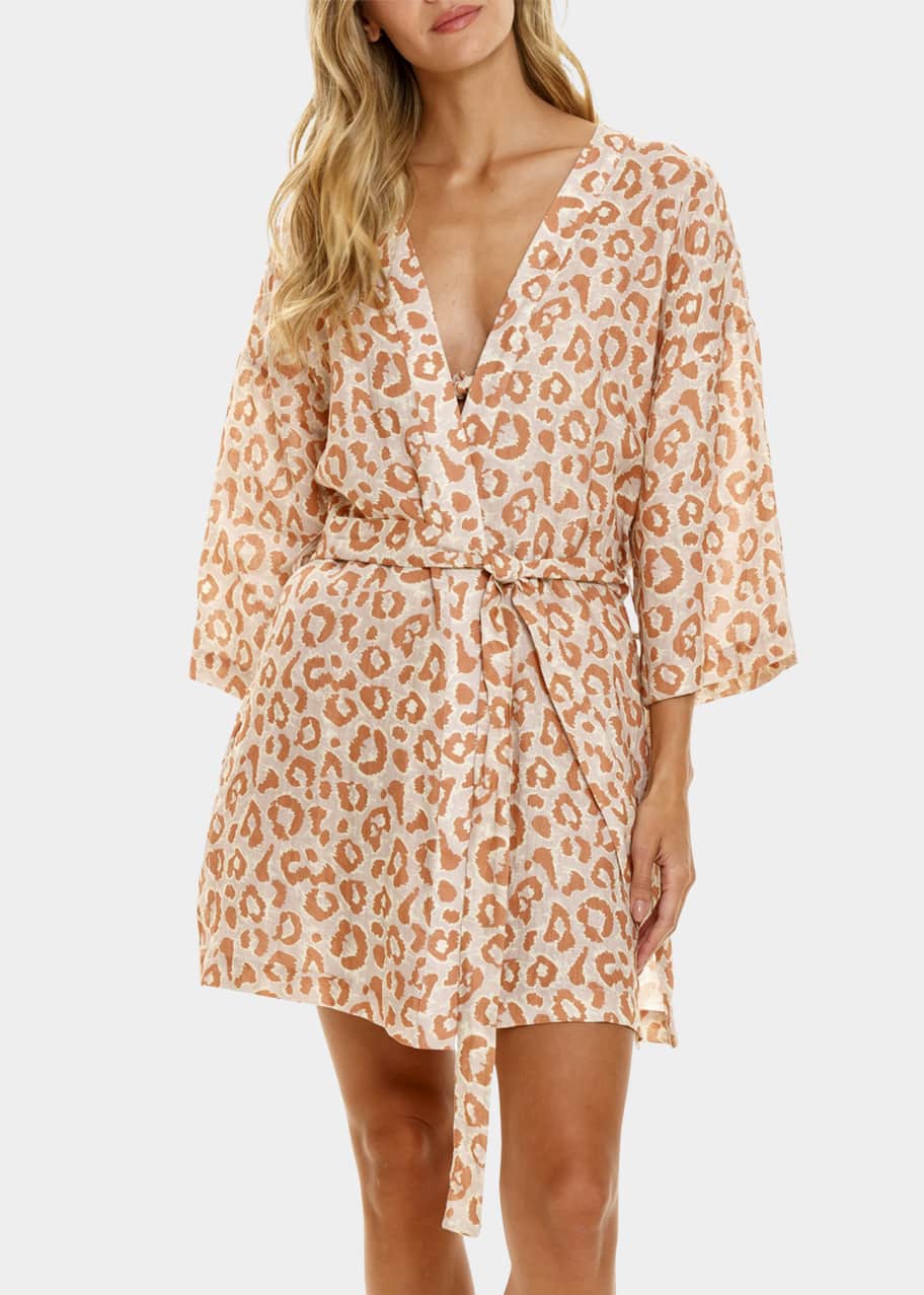 The Lazy Poet Lola LeopardPrint Linen Robe Bergdorf Goodman