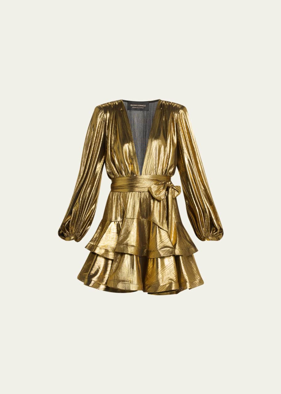 white christmas dresses Get My Glitter On Metallic Mini Dress - Silver main image 0