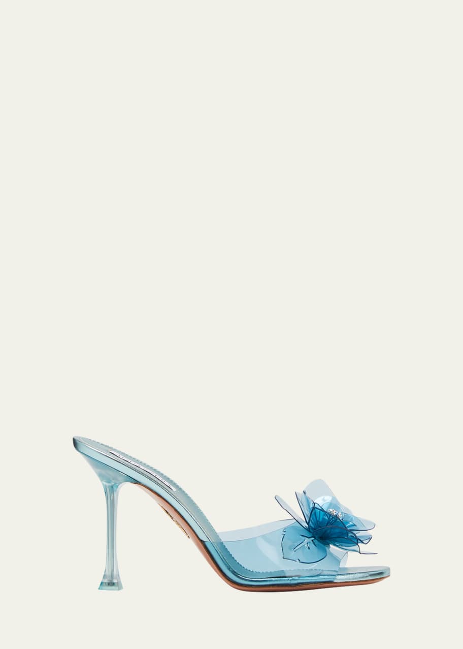 Aquazzura Zsa Zsa Clear Flower Mules Bergdorf Goodman