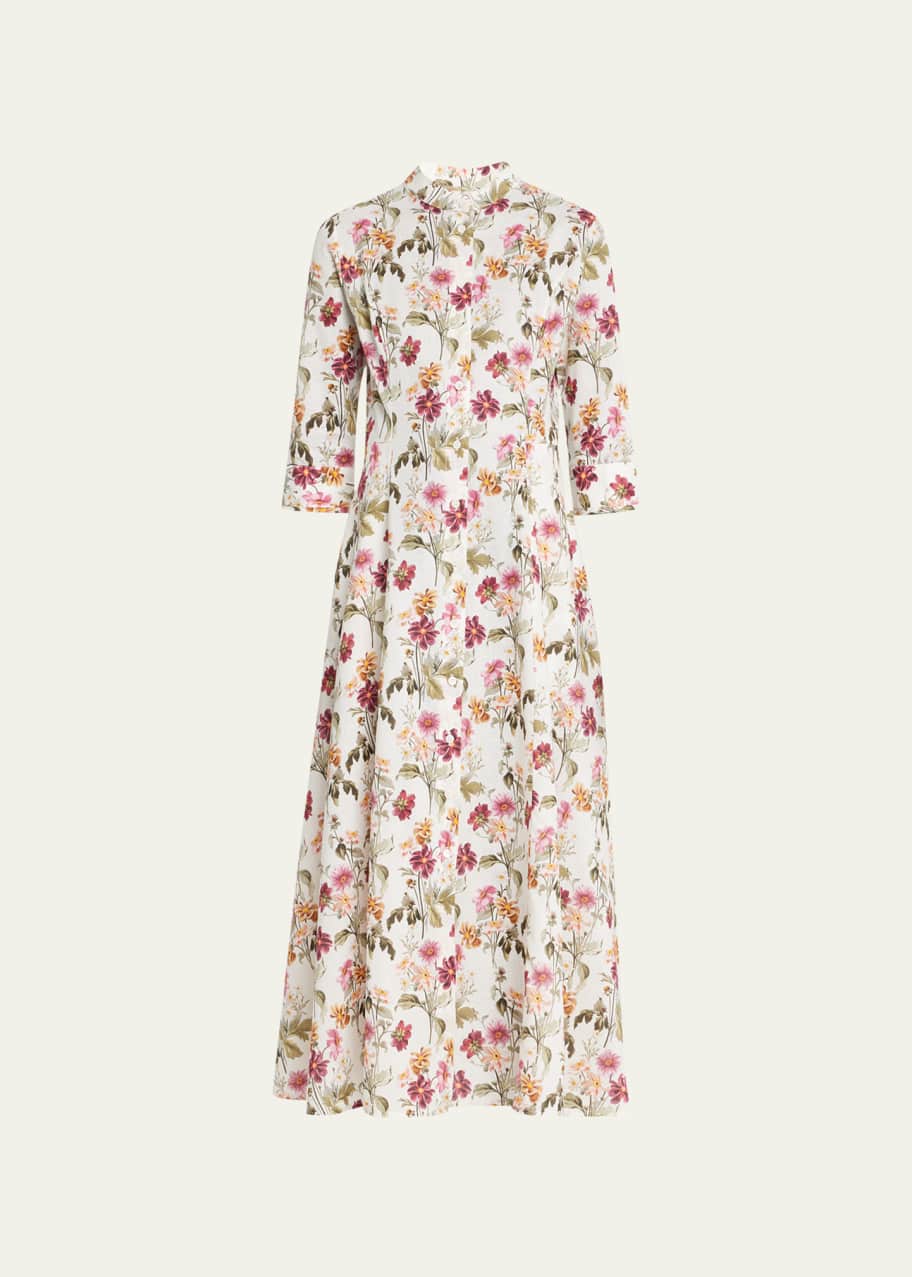 Evi Grintela Carine Floral-Print Linen Midi Dress - Bergdorf Goodman