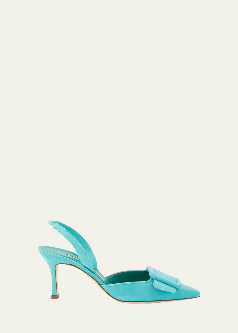 Image 1 of 1: Maysli Suede Buckle Halter Pumps