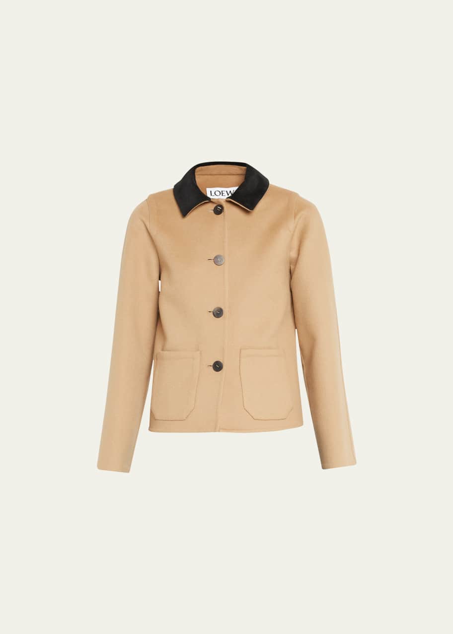 ジャケット・アウター LOEWE Gold Button Stripe Tailored Jacket Loewe Cashmere Blend Button-Front Short Jacket - Bergdorf Goodman