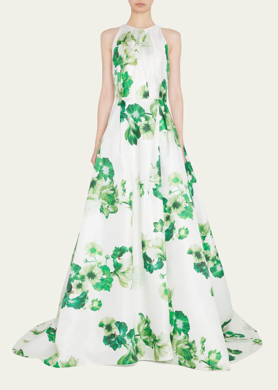 Monique Lhuillier Floral-Print Keyhole Ball Gown - Bergdorf Goodman