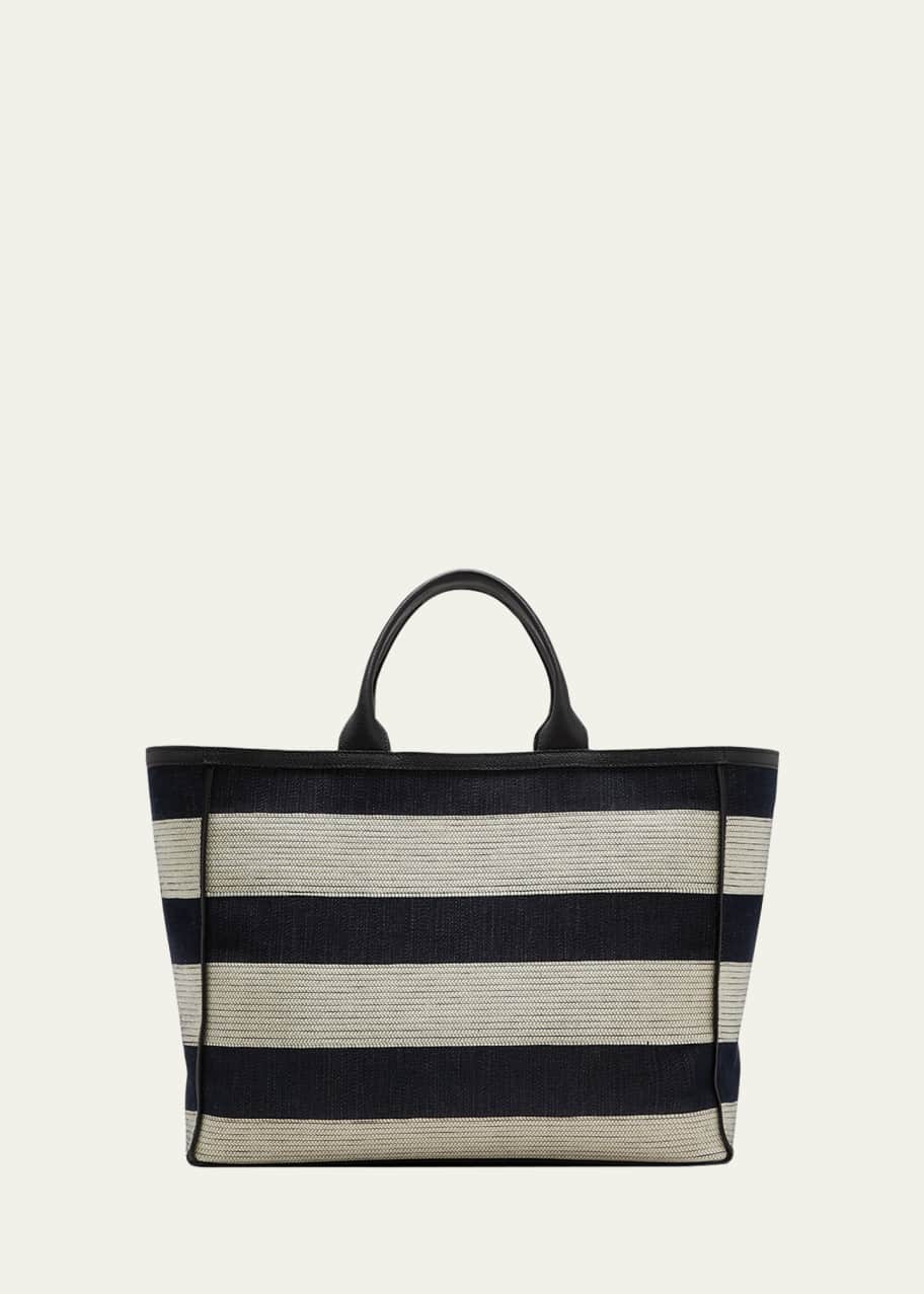 Valextra Leather & Straw Shopping Tote Bag - Bergdorf Goodman