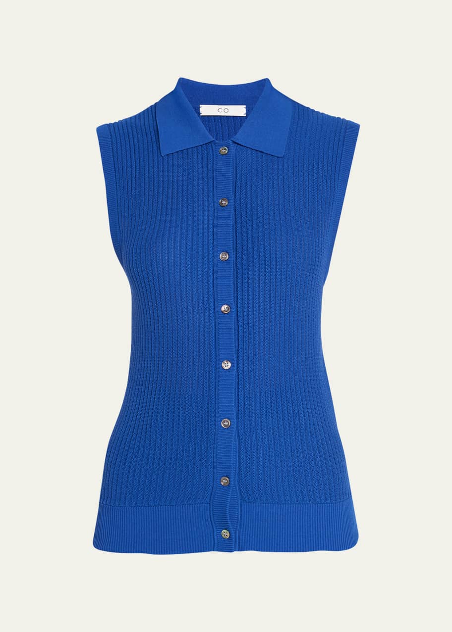 Co Collared Silk Rib Sweater Vest - Bergdorf Goodman
