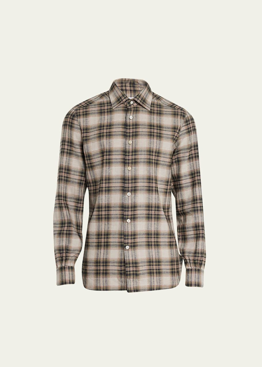 Off-White check-print long-sleeve shirt - Brown