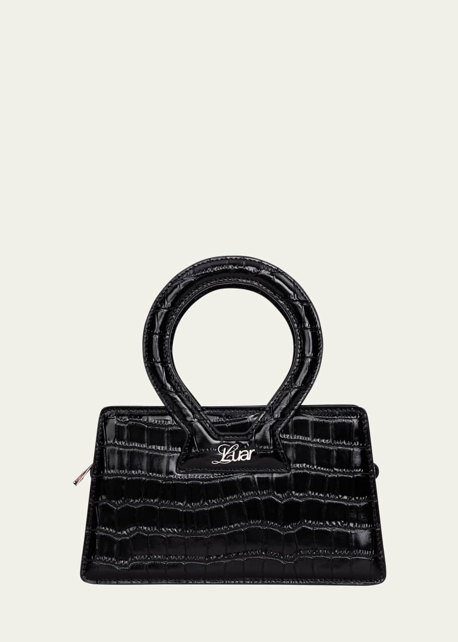 Image 1 of 1: Ana Small Croc-Embossed Top-Handle Bag
