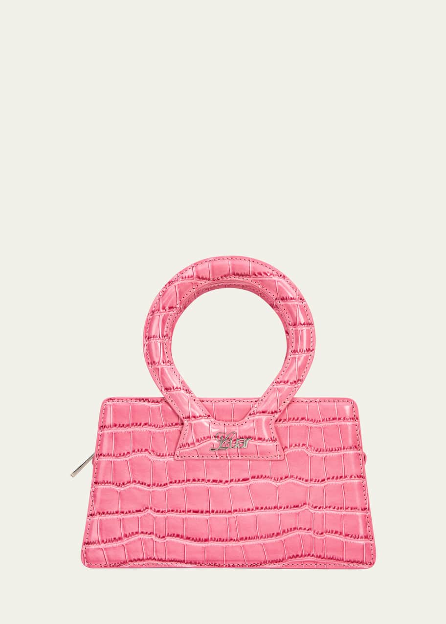 Image 1 of 1: Ana Small Croc-Embossed Top-Handle Bag
