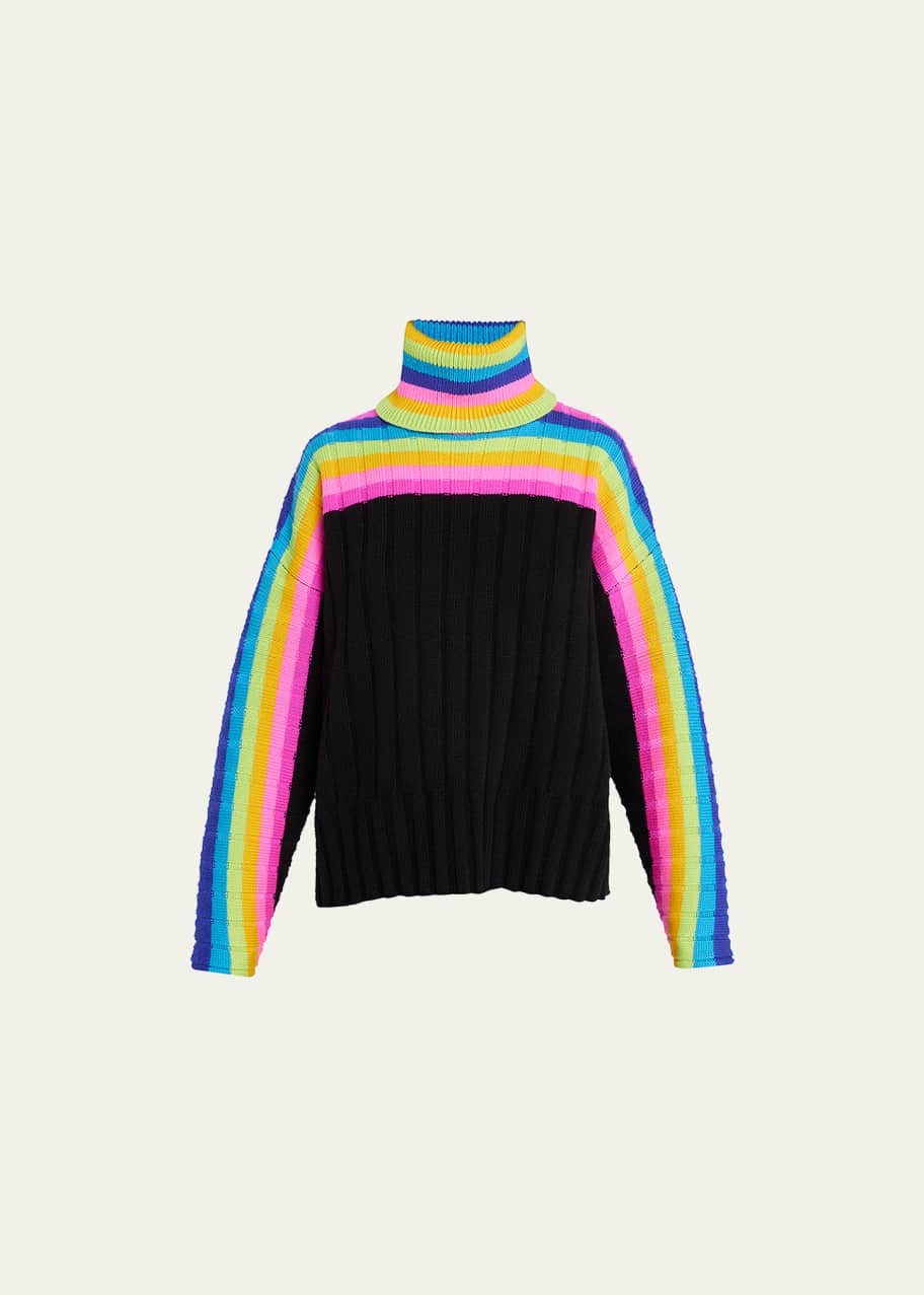 Turtleneck Rainbow Sweaters GAP Rainbow Turtleneck Stripe Pullover