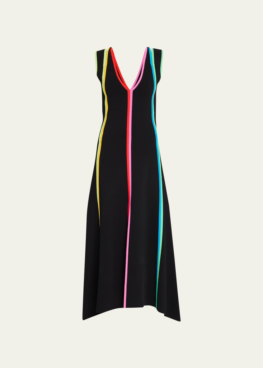 CHRISTOPHER JOHN ROGERS Stripe V-Neck Knit Dress - Bergdorf Goodman