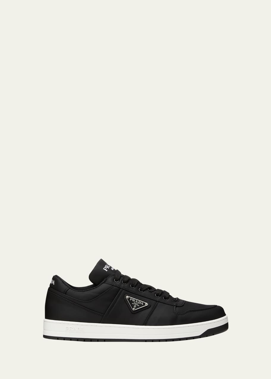 PRA TRIANGLE LOGO SNEAKERS LIGHT GRAY CALFSKIN