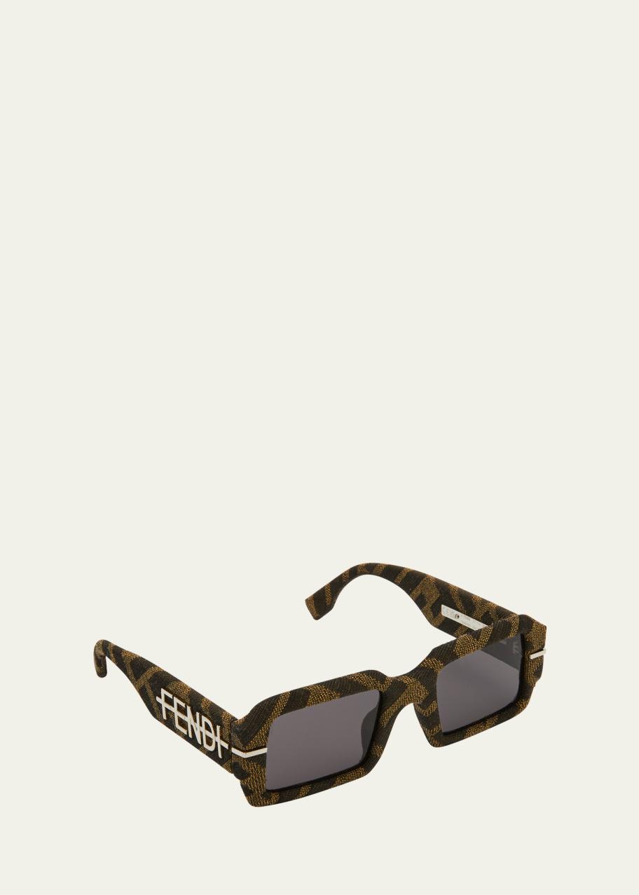Fendi Logo Rectangle Acetate Sunglasses - Bergdorf Goodman display picture 2