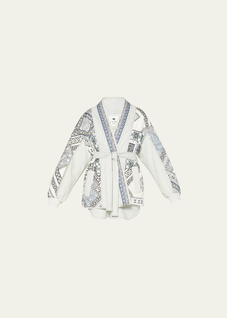 Etro Patchwork Tie Waist Jacket Bergdorf Goodman