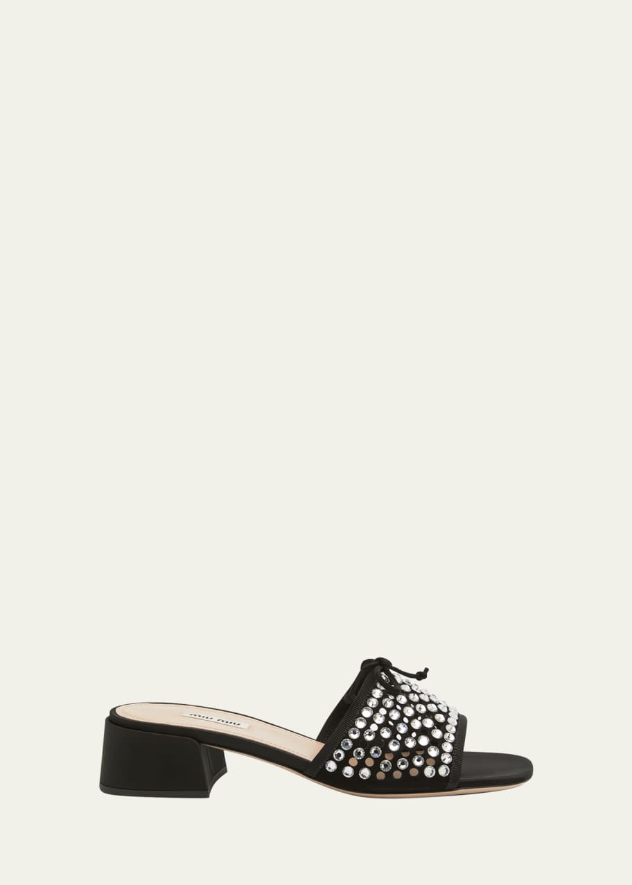 Ciabatte Strass Perforated Block Heel Slide Sandals