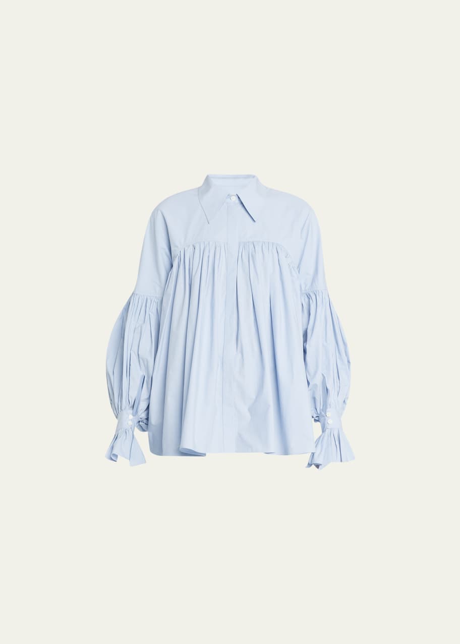 Khaite Collie Pleated Button-Front Top - Bergdorf Goodman