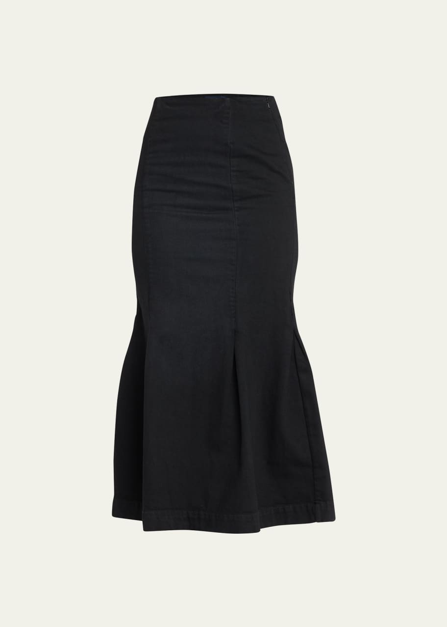 Khaite Levine Pintuck Trumpet Denim Skirt Bergdorf Goodman