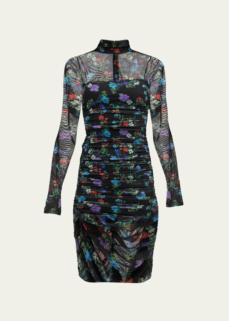 ALICE + OLIVIA Delora Mock Neck Long-Sleeve Dress - Bergdorf Goodman
