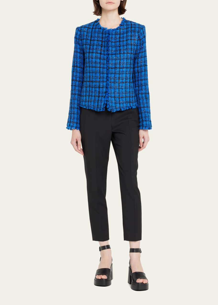 Alice Olivia Kidman Tweed Jacket w Fringe Trim Bergdorf Goodman