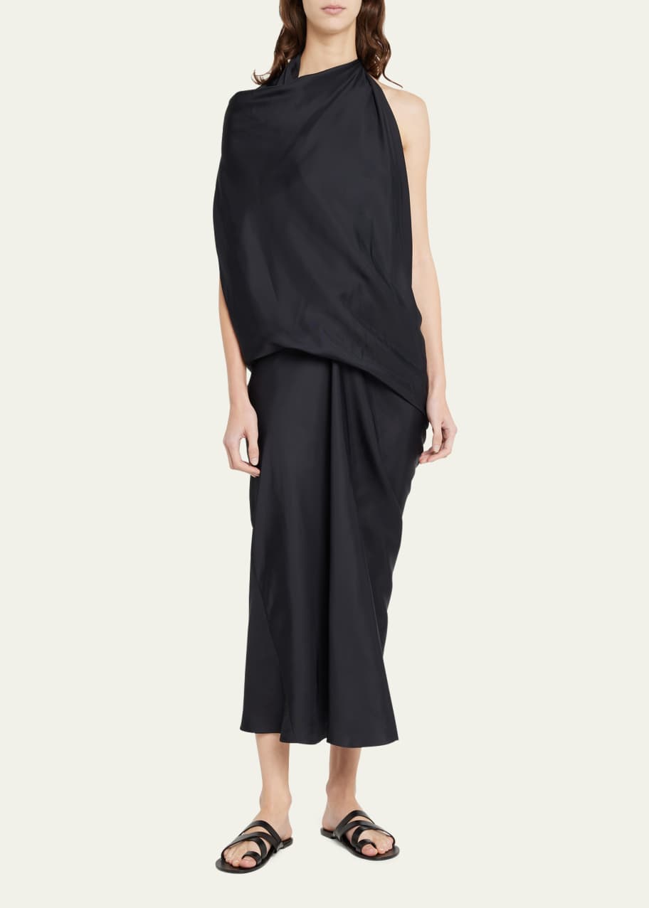 THE ROW Bemini Cowl-Neck Satin Midi Dress - Bergdorf Goodman