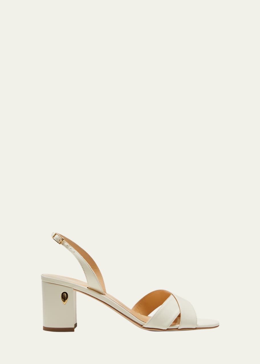 Jennifer Chamandi Leonardo Metallic Crisscross Slingback Sandals