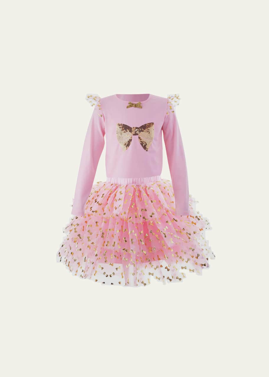 Image 1 of 1: Girl's Embellished Bow Top & Tutu Skirt Set, Size 2-10