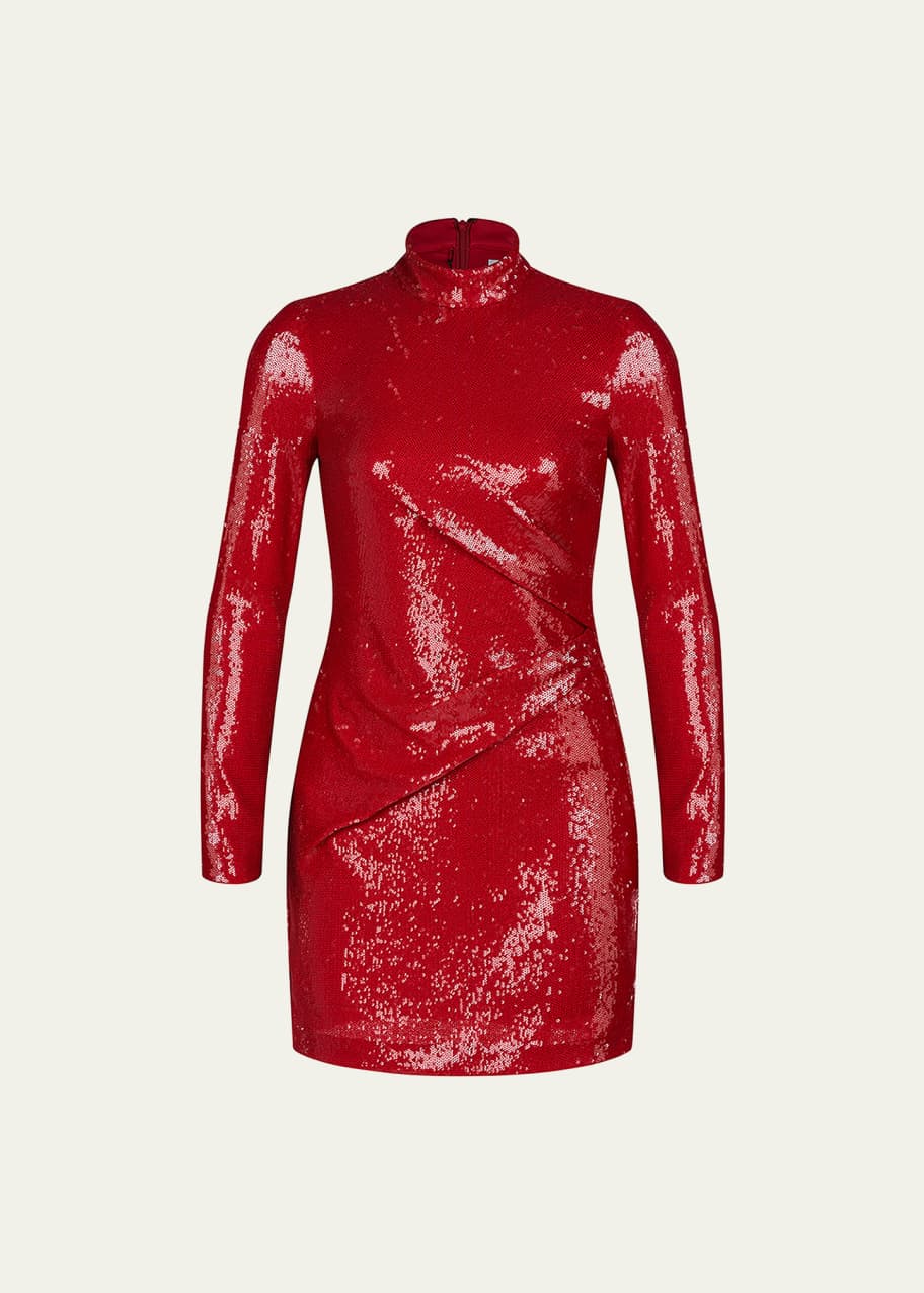 knee length dresses for ladies High neck mini dress bordeaux main image 1