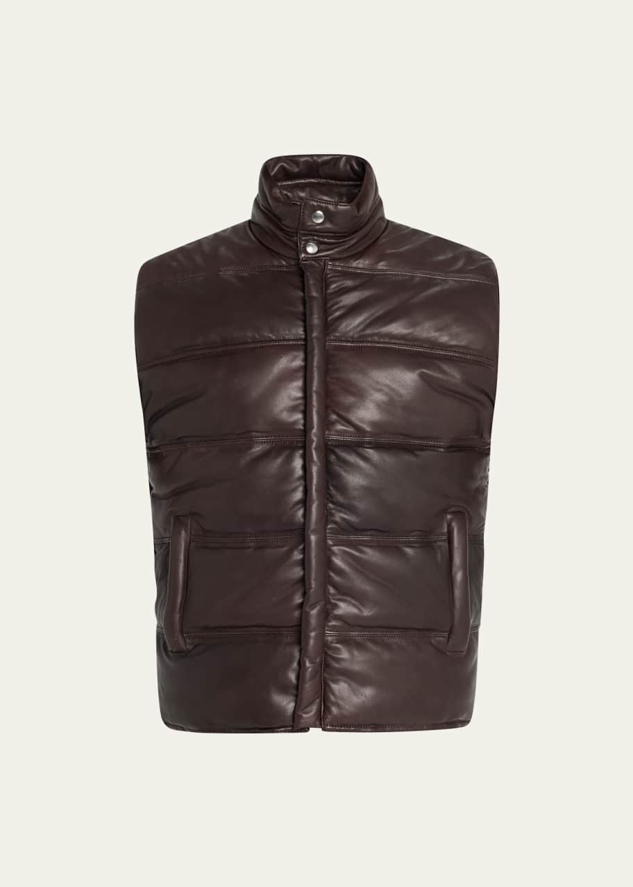Leather puffer vest store mens