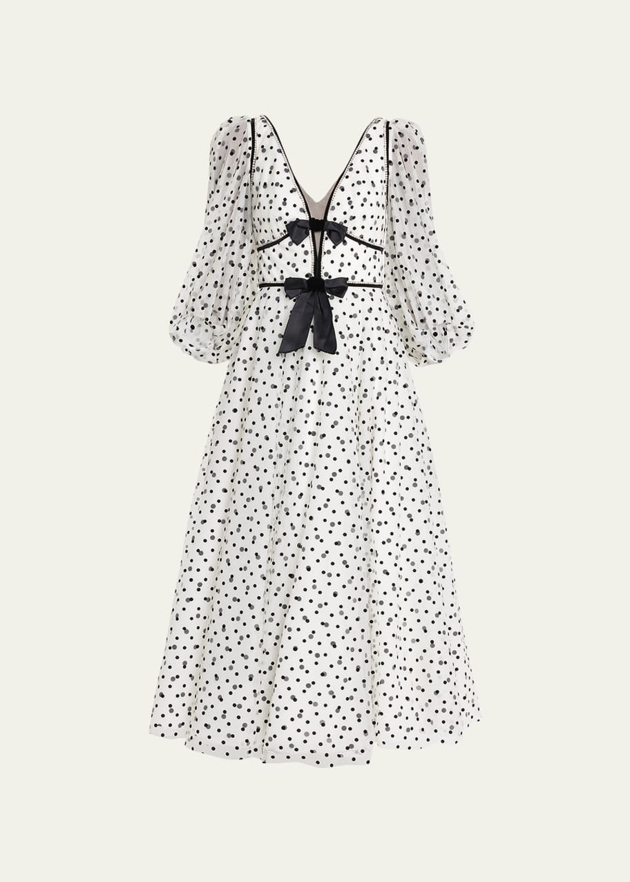Image 1 of 1: Purdy Polka Dot Crystal Midi Dress