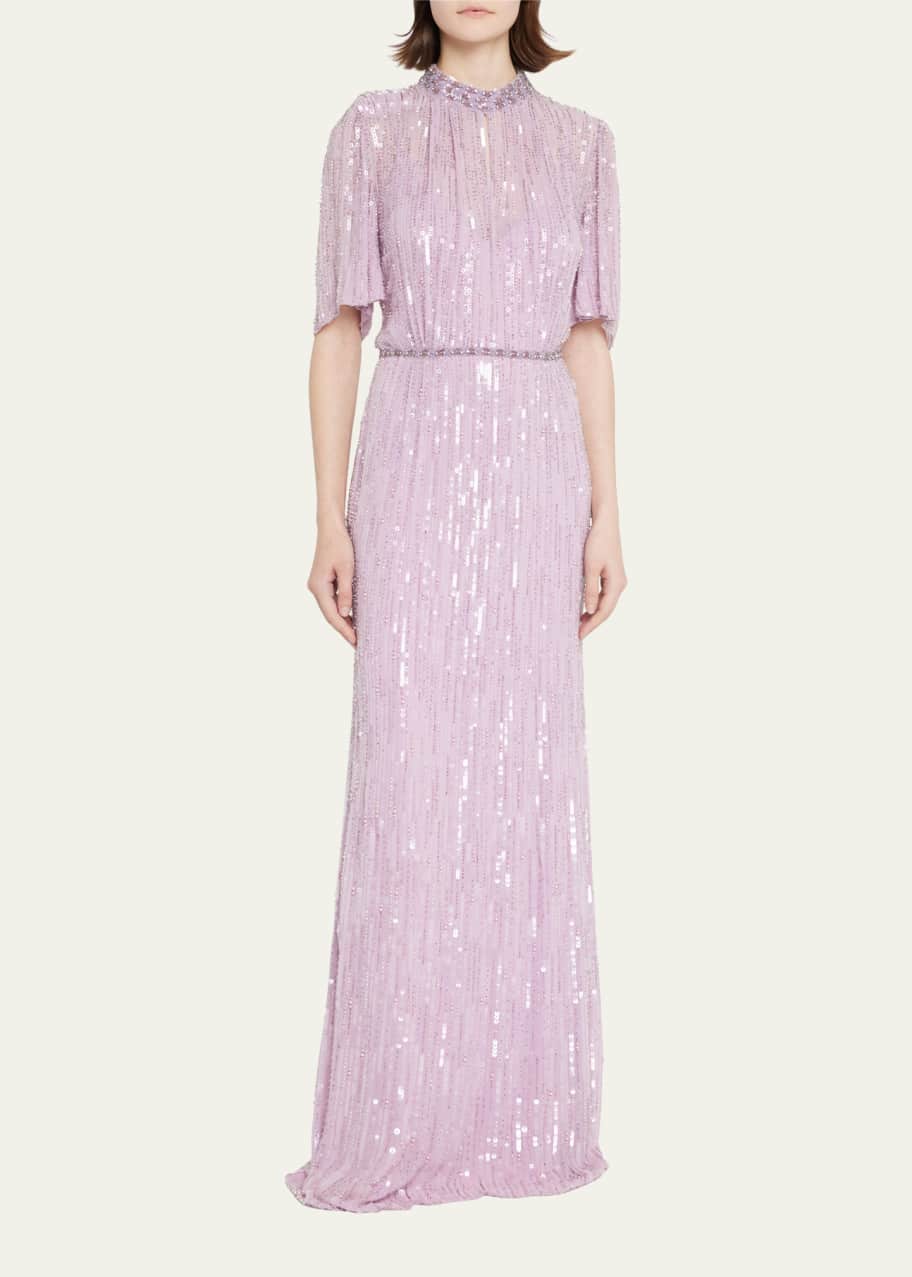jenny packham purple dress Jenny Packham Viola Sequined Gown
