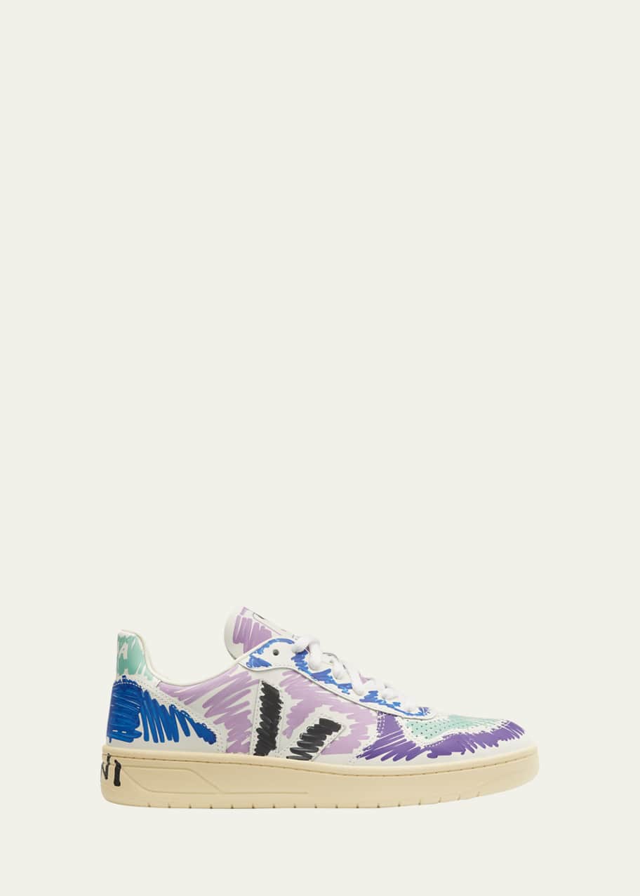 Marni x Veja Men's V10 Scribble Leather Low-Top Sneakers