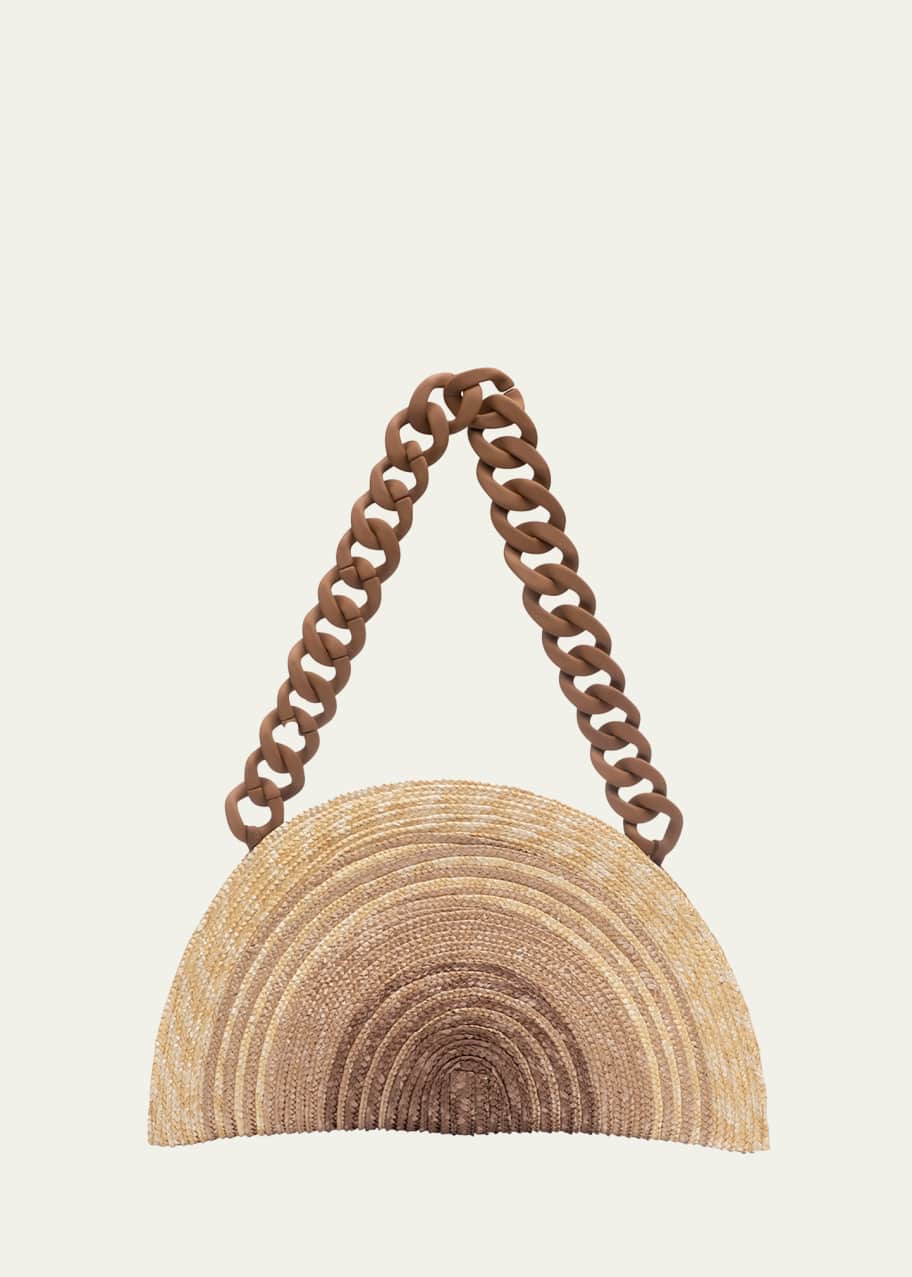 Image 1 of 1: Luna Ombre Straw Chain Clutch Bag