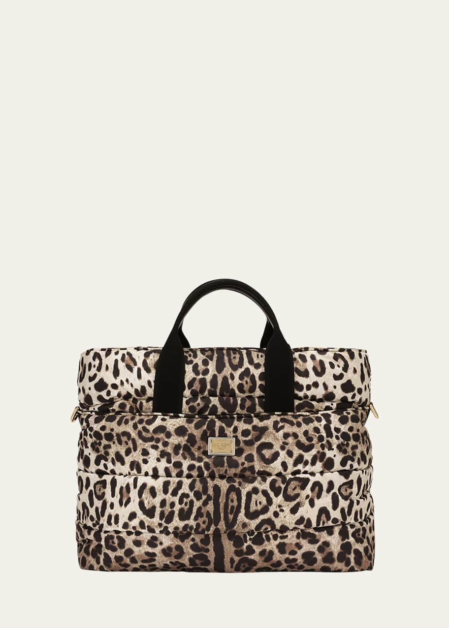 Leopard-Print Diaper Bag W Changing Mat
