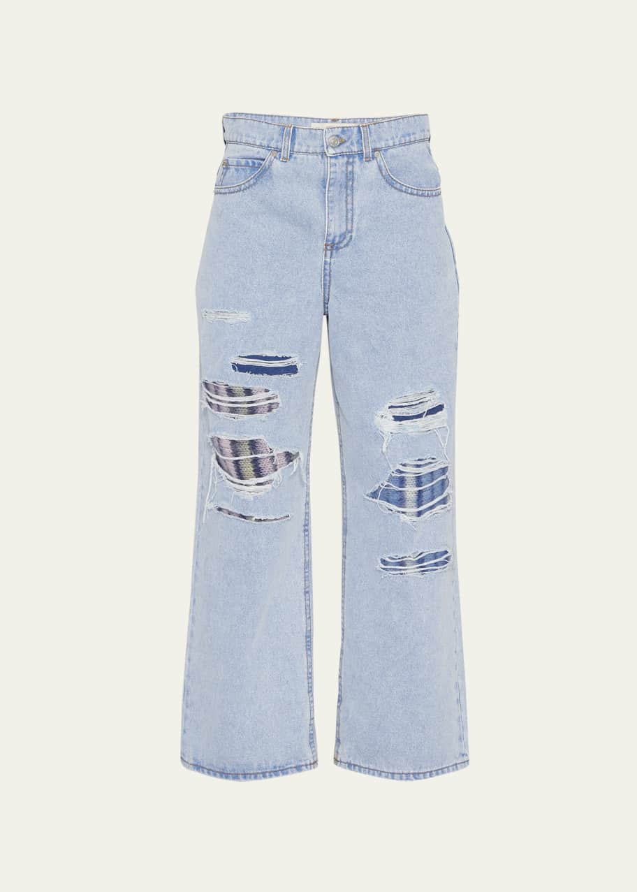 Ripped jeans with underlayer hot sale