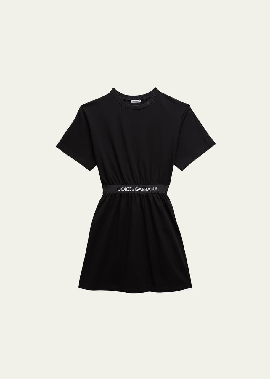 dolce and gabbana t shirt dress Dolce&Gabbana Girl's Logo-Print Waistband T-Shirt Dress, Size 8-14