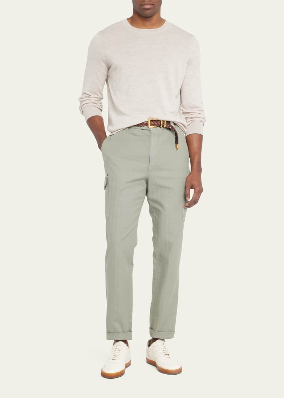 Brunello Cucinelli Men's Cotton-Linen Stretch Cargo Trousers