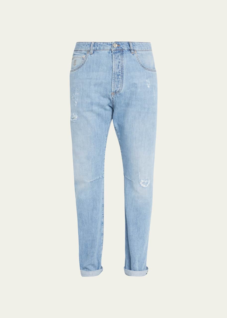 Brunello Cucinelli Men's Distressed Leisure-Fit Jeans - Bergdorf