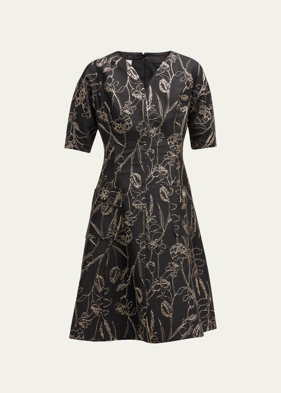 Rickie Freeman for Teri Jon Floral Jacquard Fit-&-Flare Dress - Bergdorf  Goodman