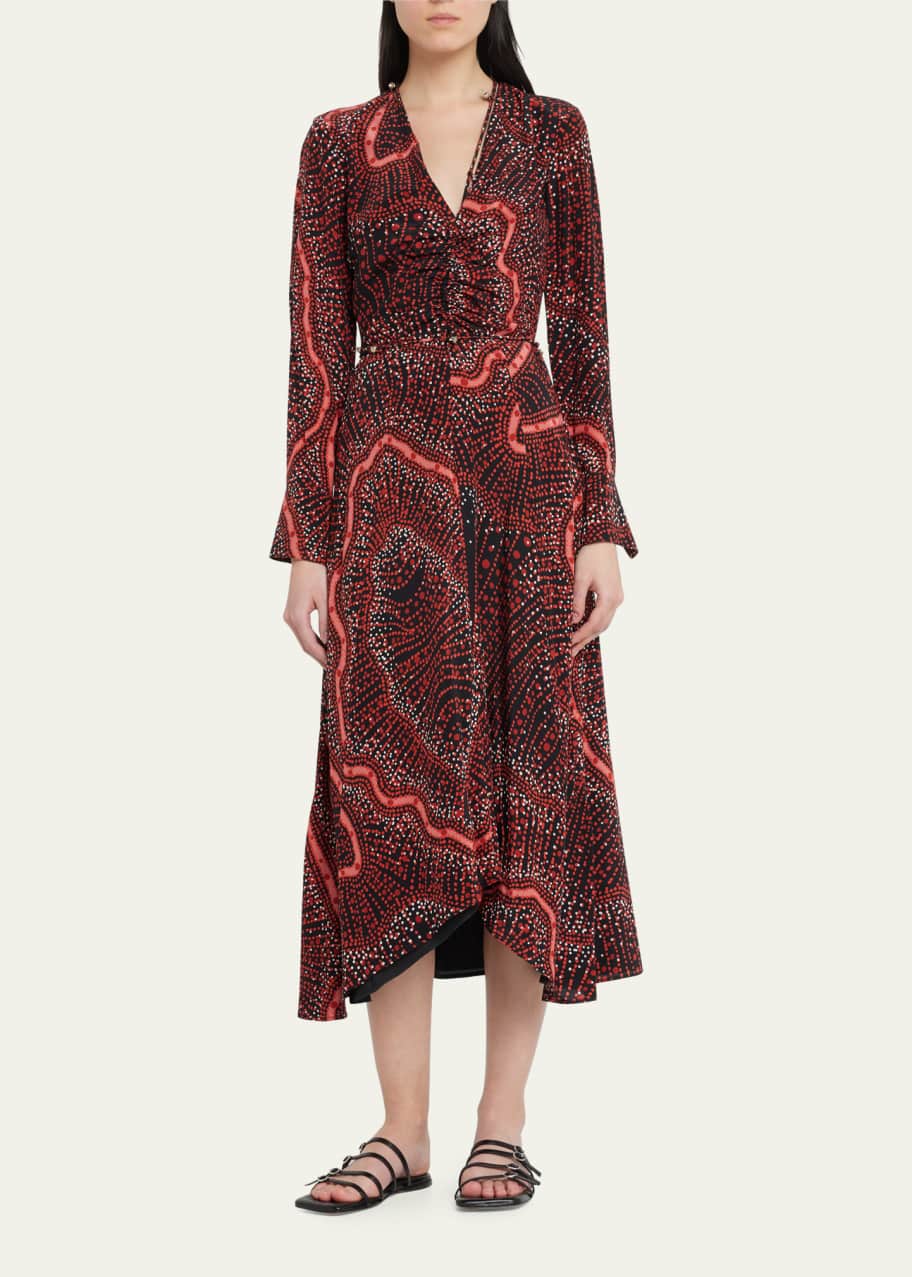 Altuzarra Mila Printed Midi Dress with Gathered Front - Bergdorf Goodman