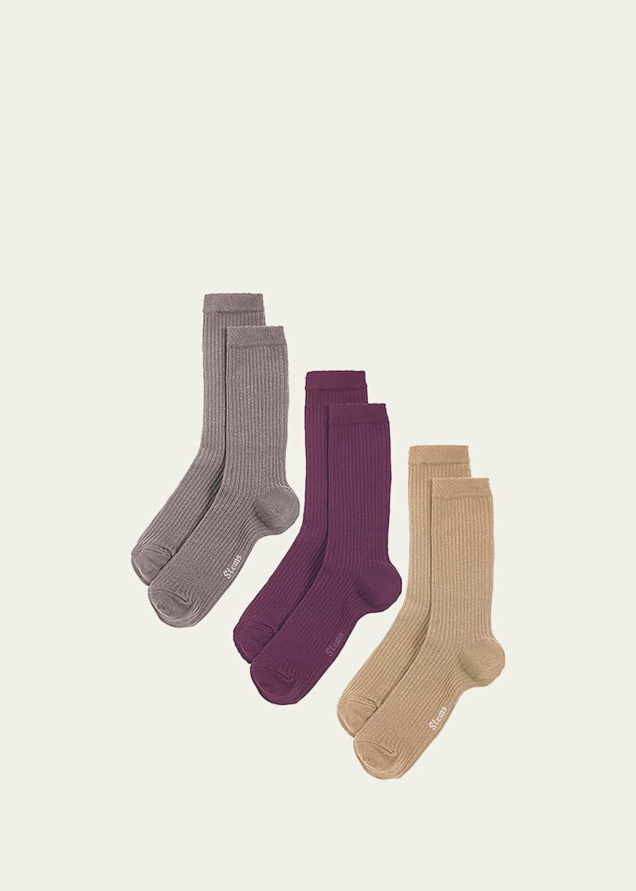 Stems Ribbed Cashmere-Blend Crew Socks 3-Pack - Bergdorf Goodman